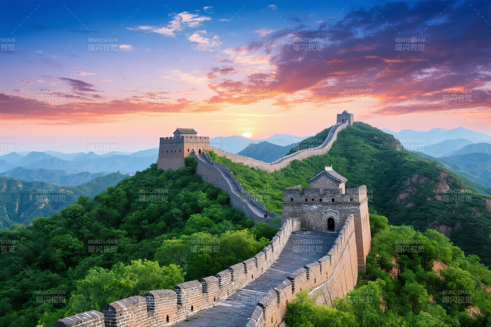 长城日出美景图片