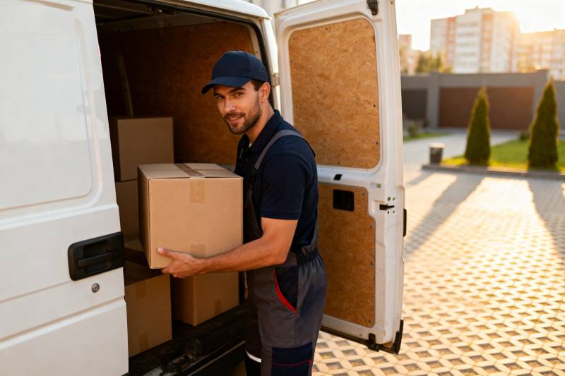 快递员搬运包裹图片