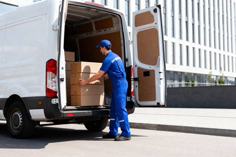 快递员装卸货物图片