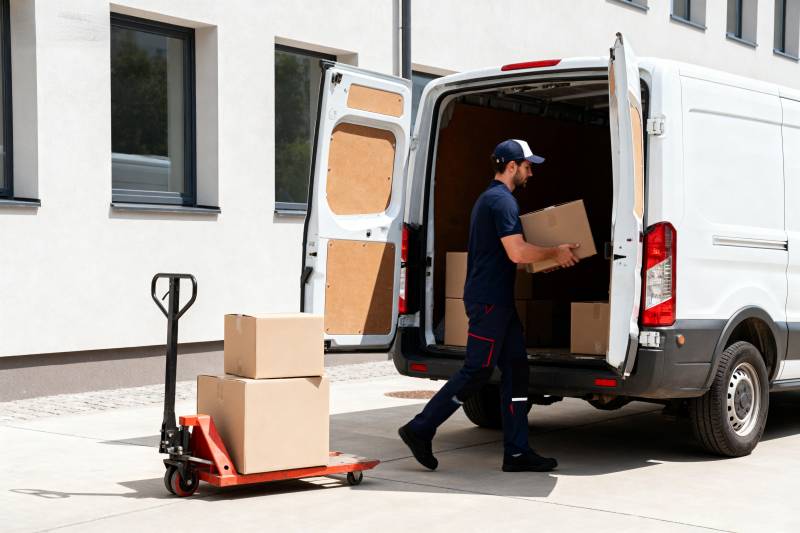 快递员搬运货物图片