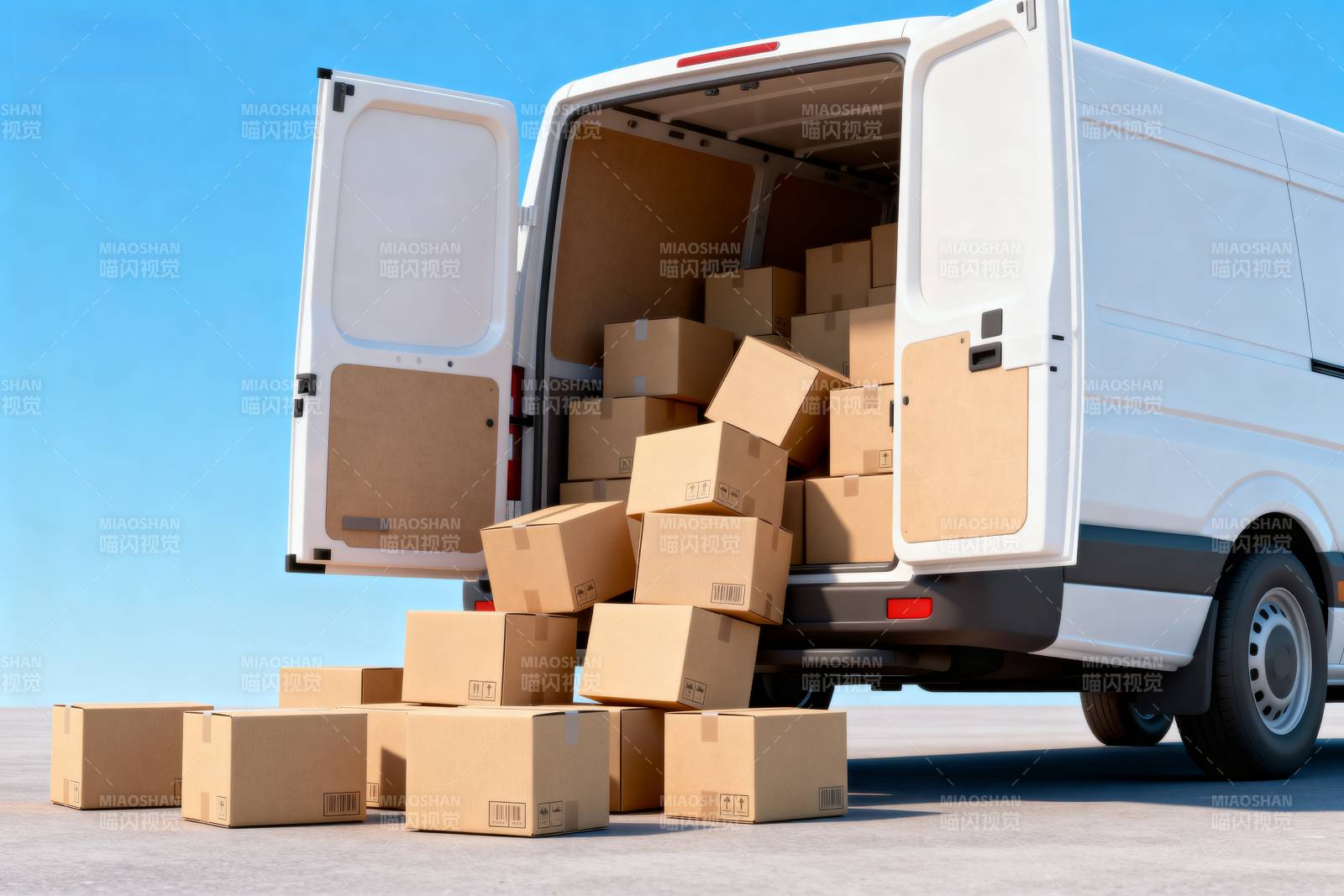 货车装满纸箱图片