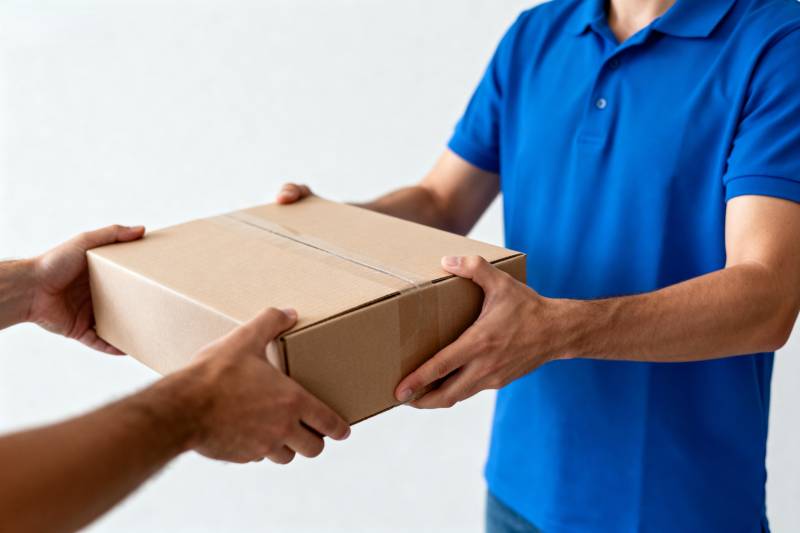 快递员递送包裹图片