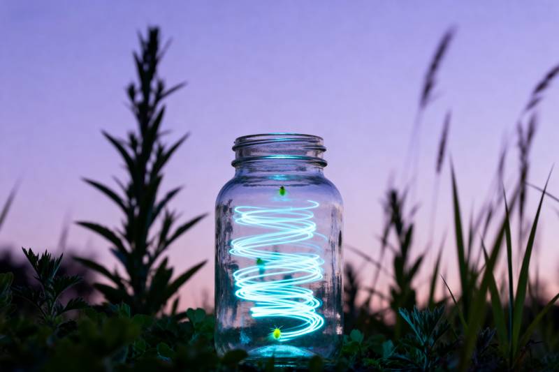 萤火虫瓶中的光图片