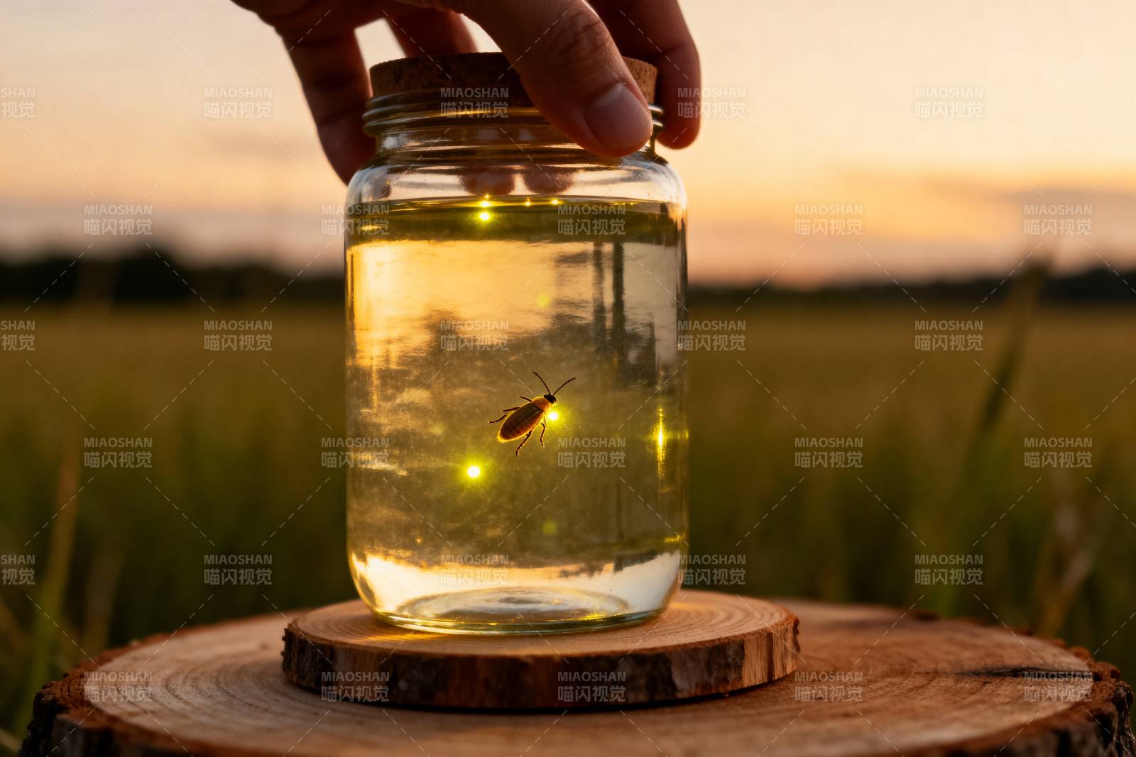 萤火虫在瓶中闪烁图片