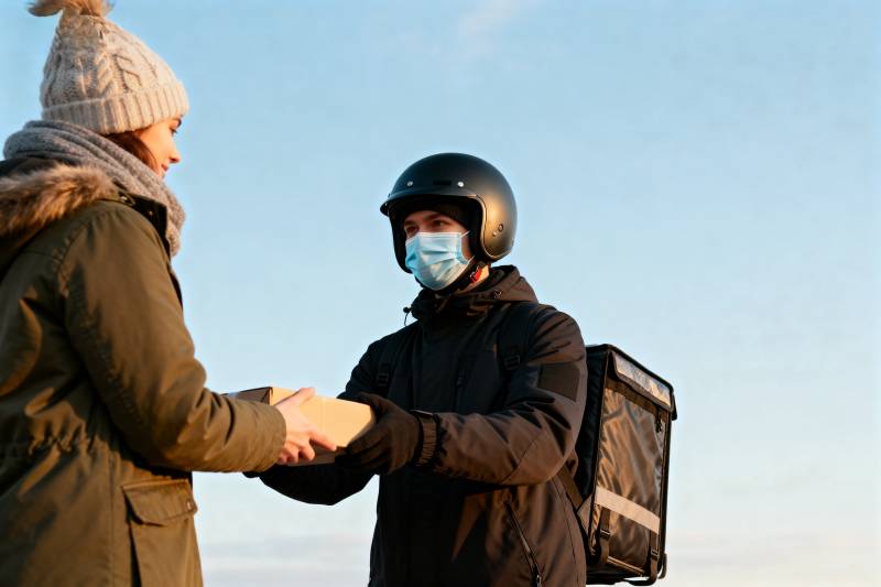 快递员递送包裹图片