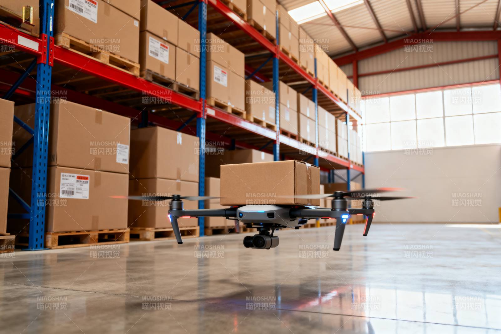 仓库中的无人机巡检图片