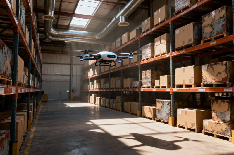 无人机巡检仓库图片
