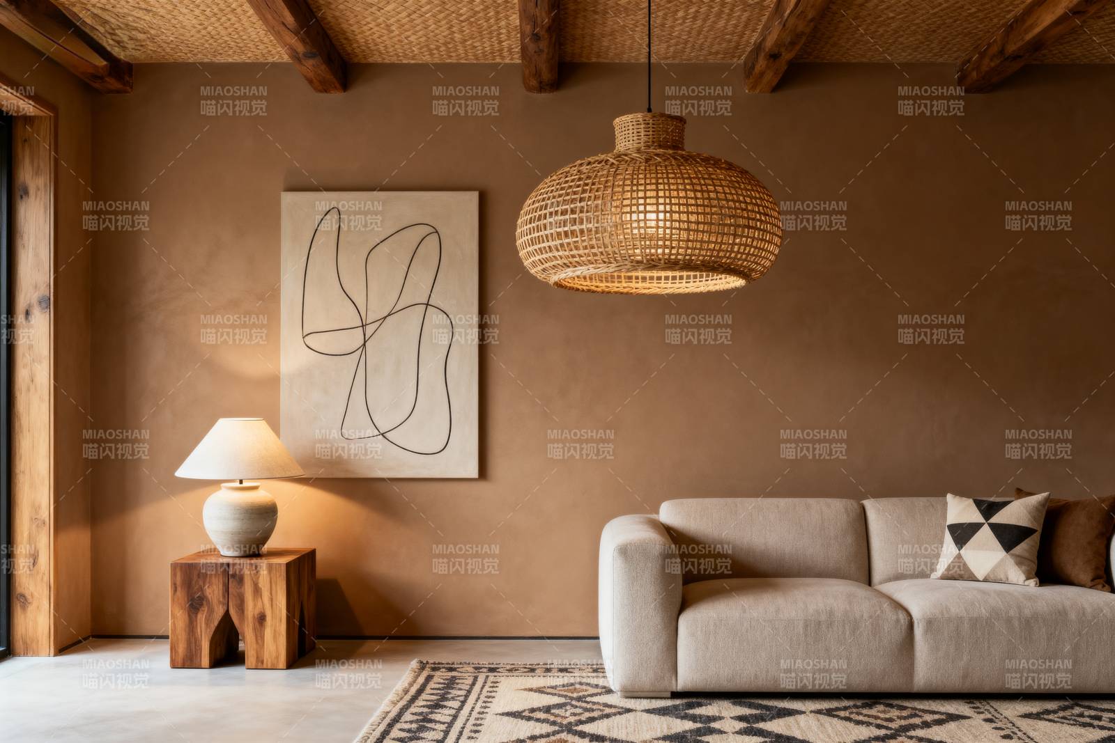 温馨原木风客厅图片