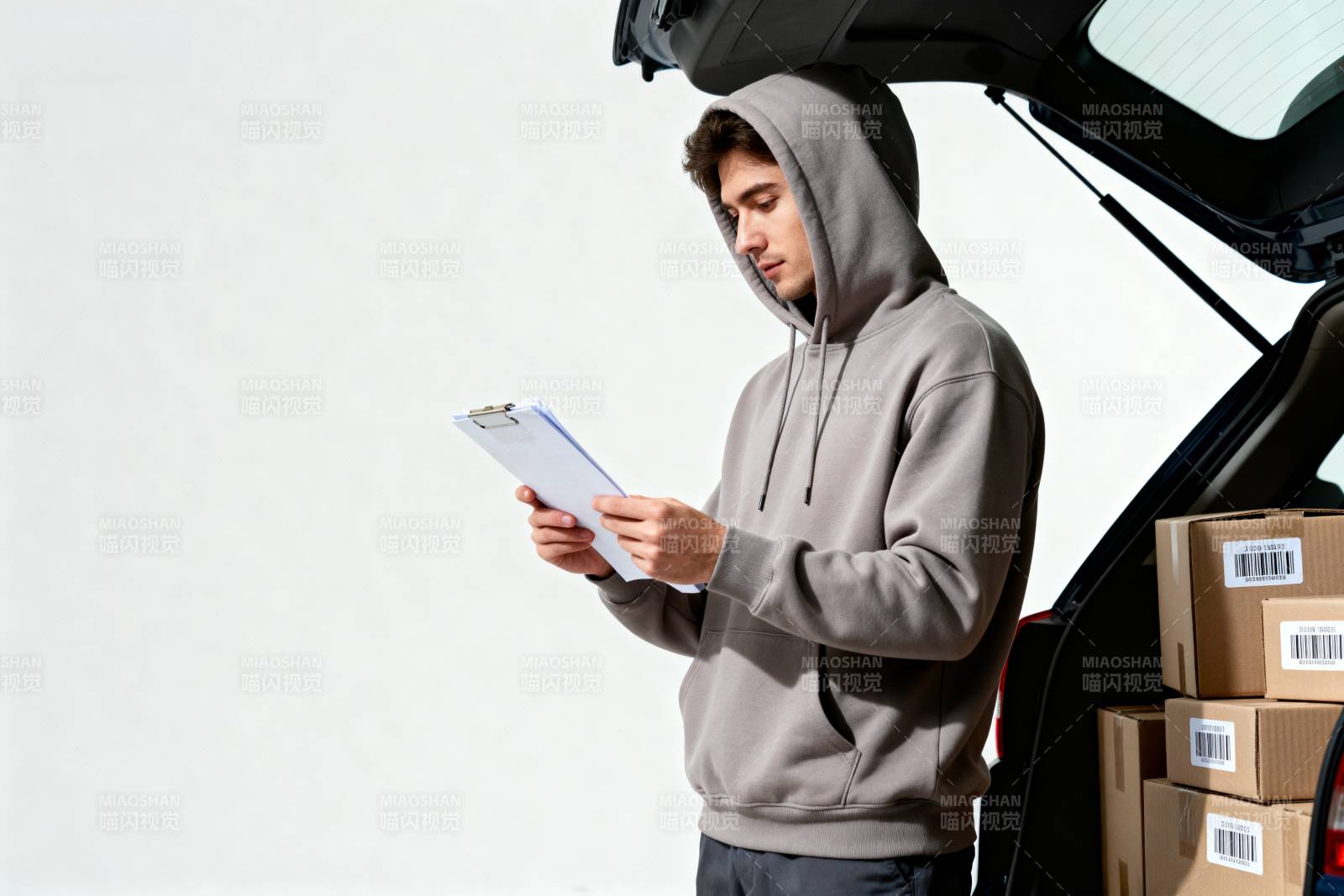 快递员核对包裹清单图片