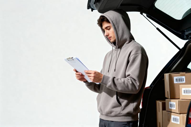 快递员核对包裹清单图片