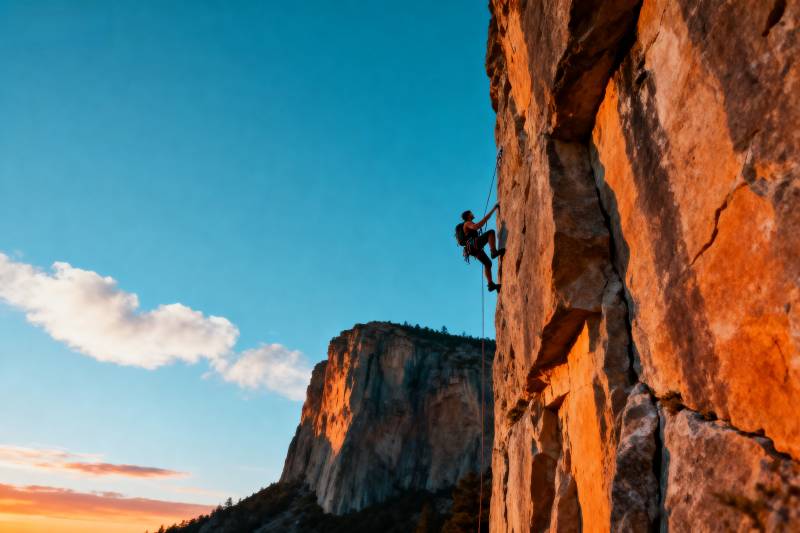 攀岩者挑战峭壁图片