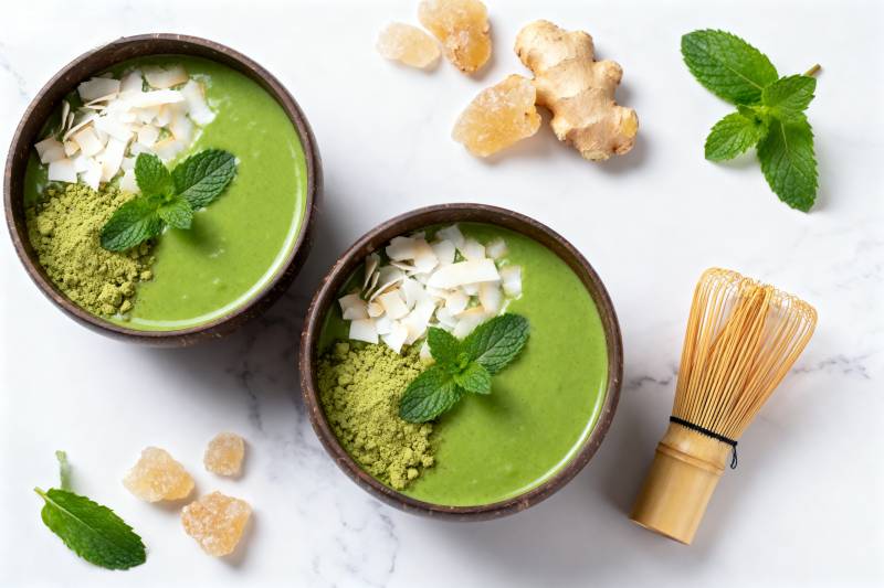 抹茶椰香饮品图片