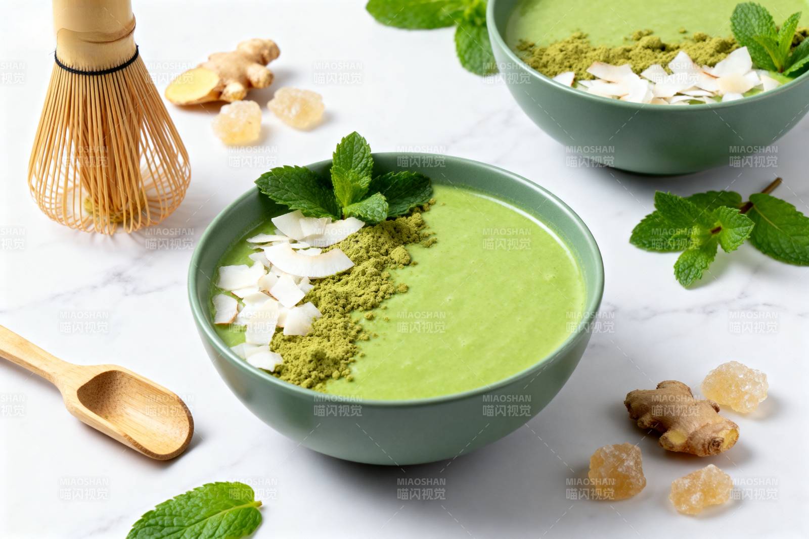 抹茶椰香碗图片