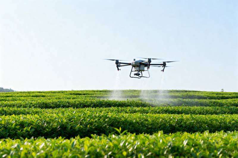 无人机喷洒茶园图片