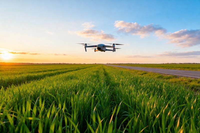 无人机飞越绿野图片