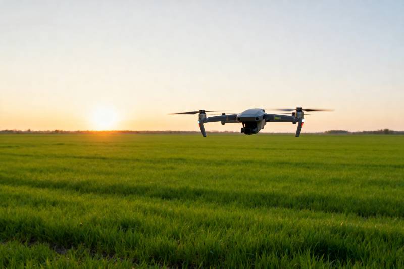 无人机飞越田野图片