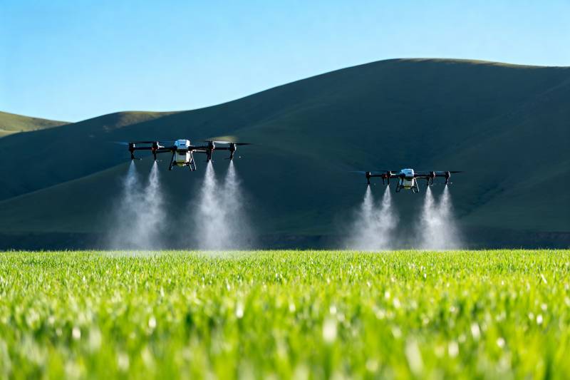 无人机农田喷洒图片