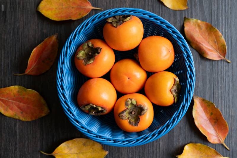 秋日柿子篮图片