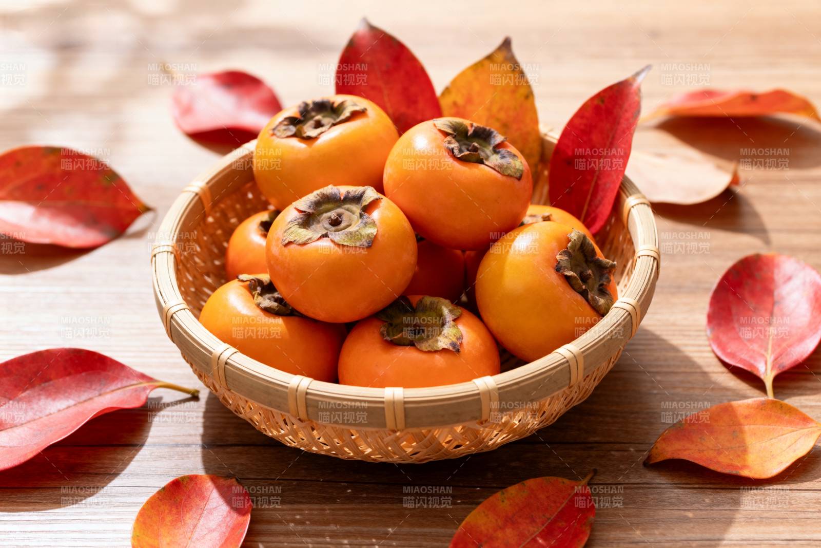 秋日柿子静物图片