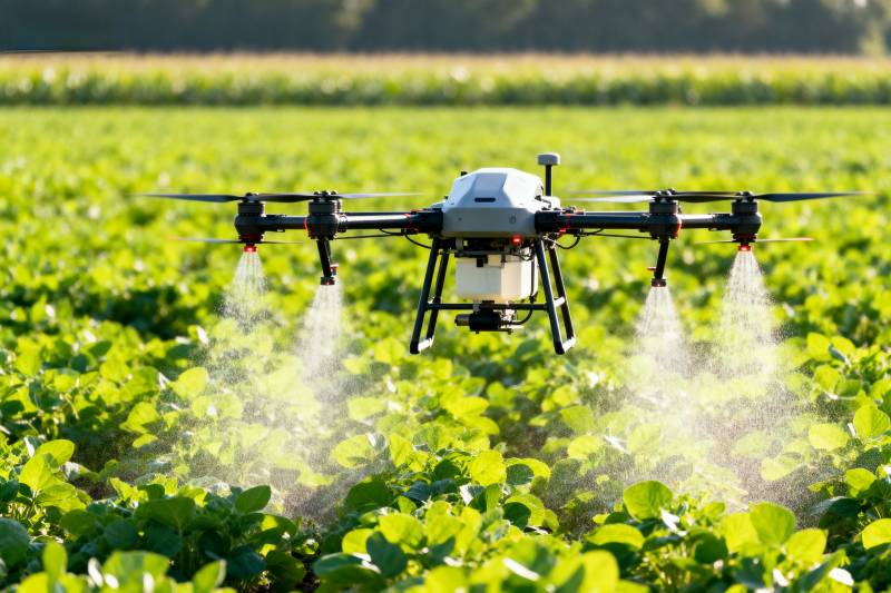 无人机喷洒农田图片