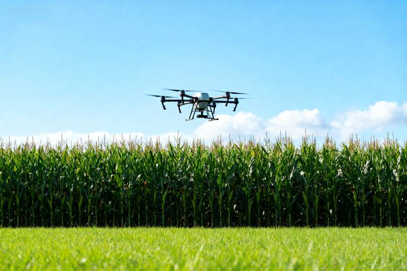 无人机飞越玉米田图片