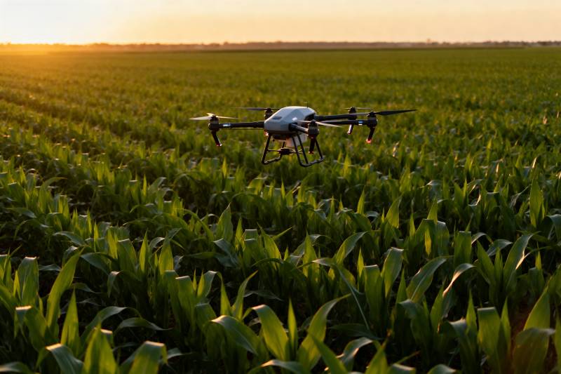 无人机飞越玉米田图片