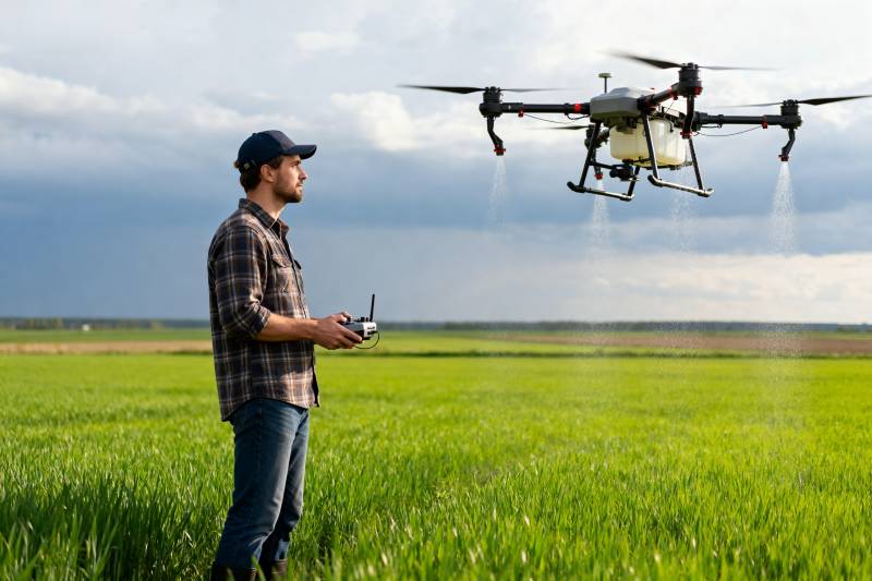 无人机农田喷洒图片