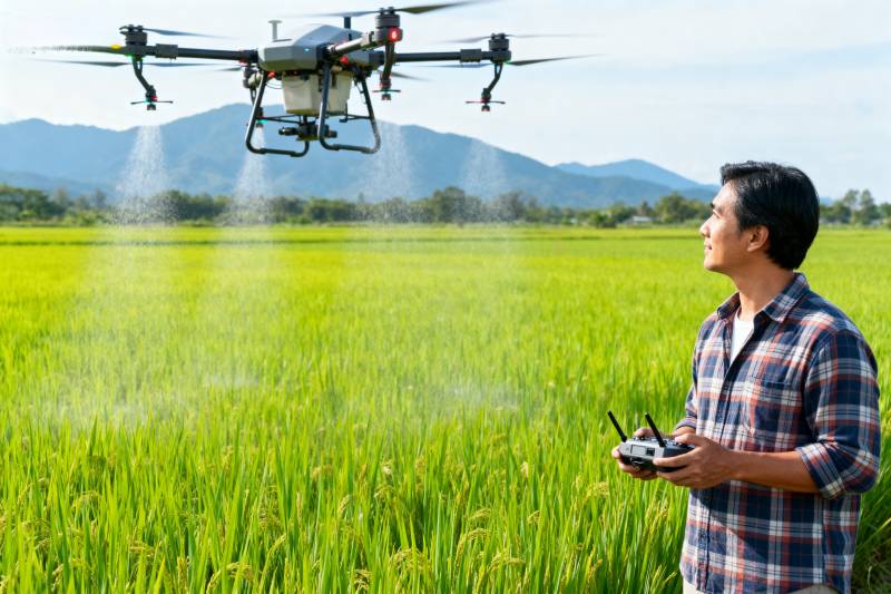 无人机喷洒农田图片