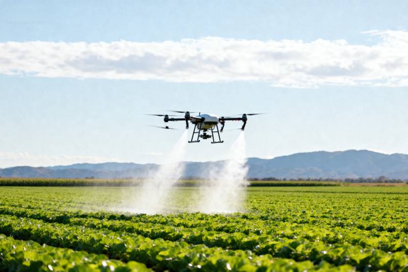 无人机喷洒农田图片