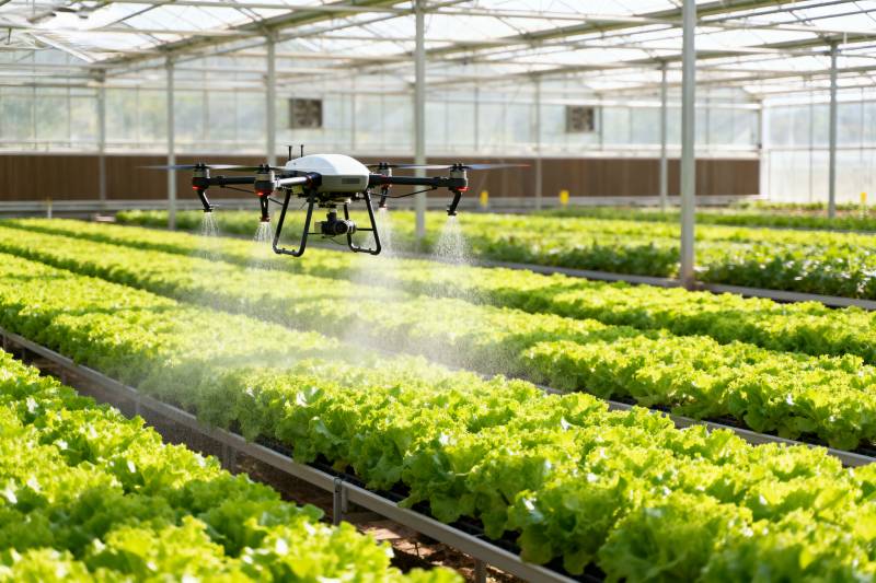 无人机温室喷洒图片