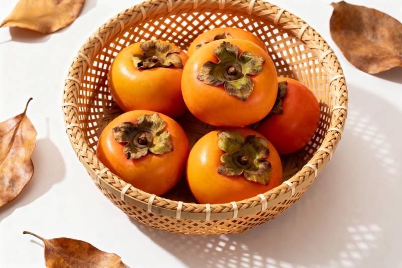 秋日柿子篮图片