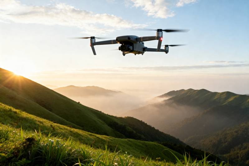 无人机翱翔山间图片