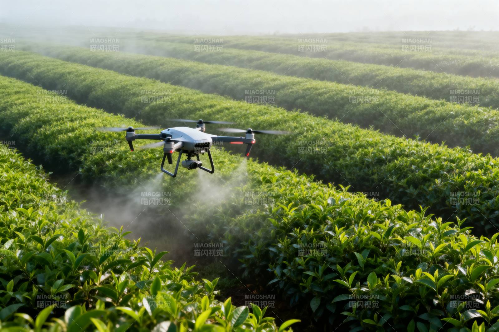 无人机喷洒茶园图片