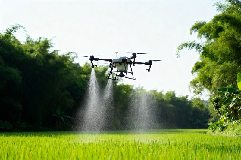 无人机喷洒农田图片