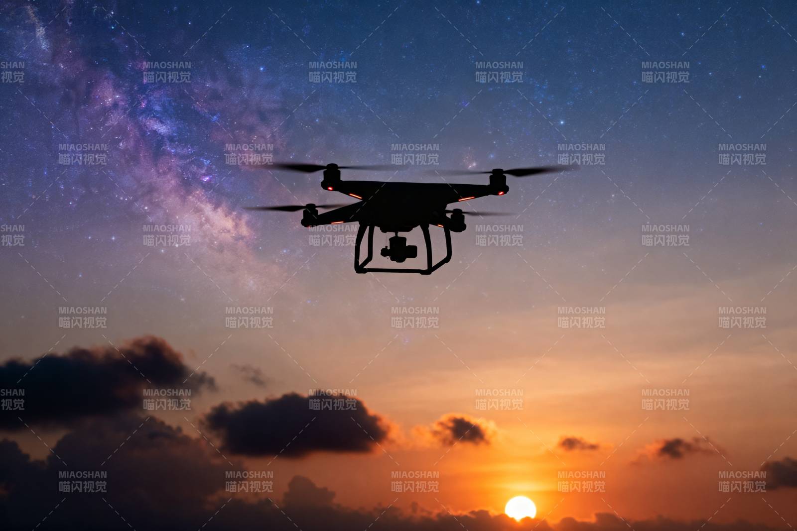 无人机夜航银河图片