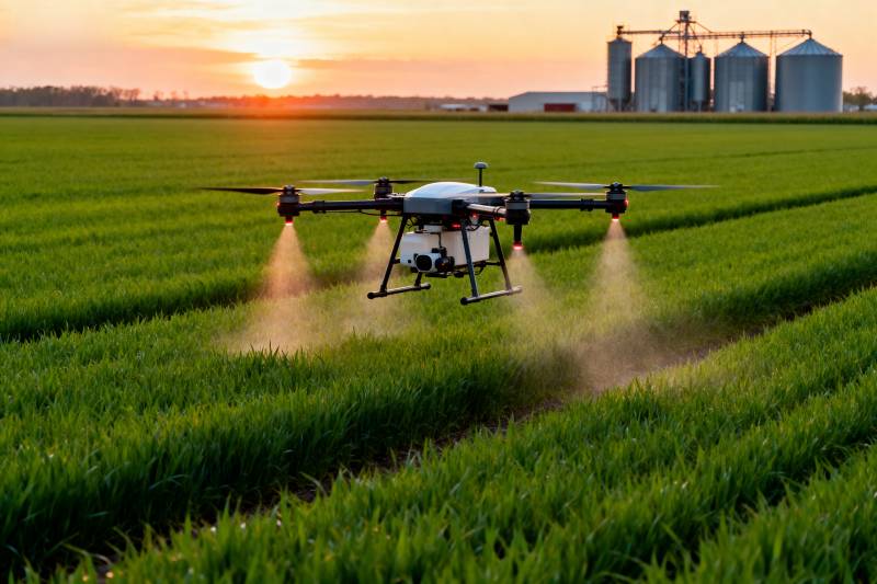 无人机喷洒农田图片