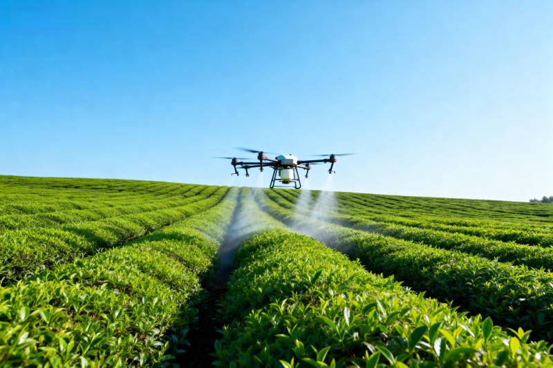 无人机喷洒茶园图片