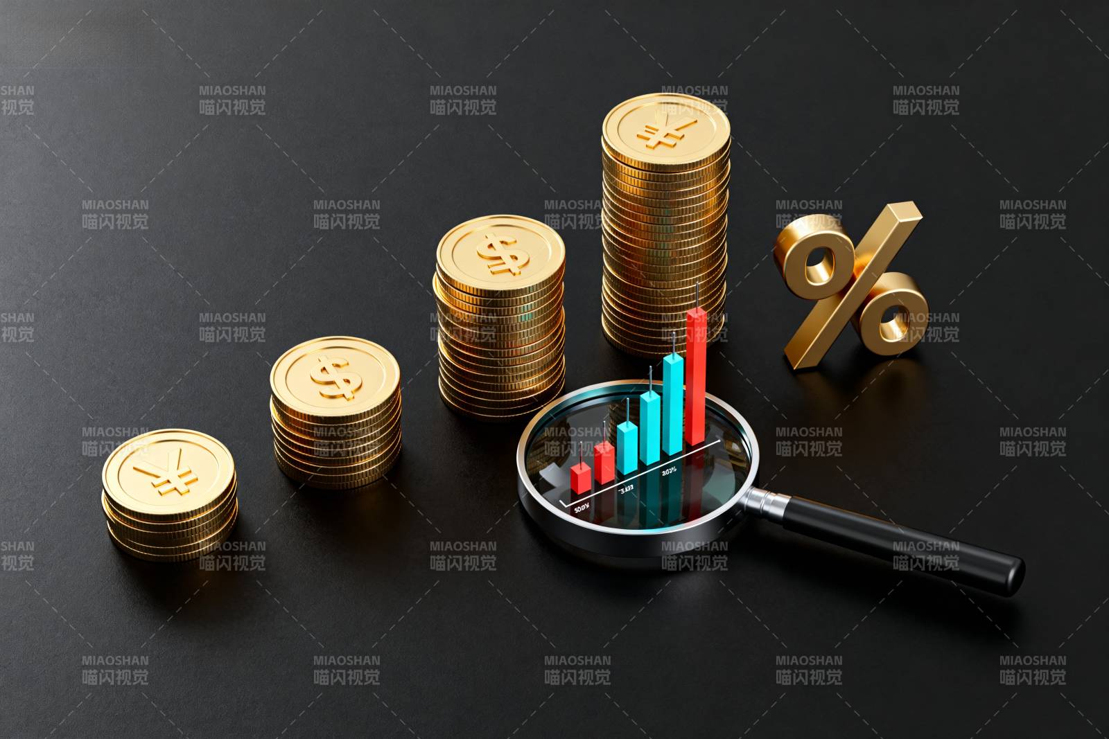 金币与增长图表图片