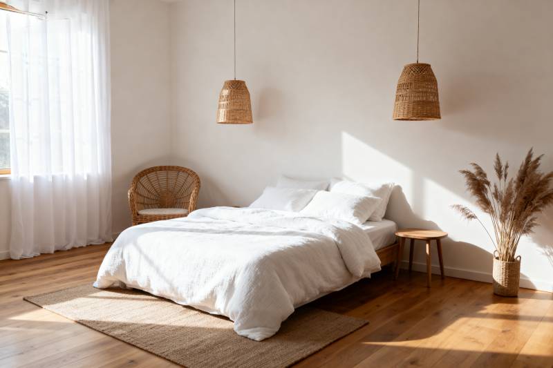 简约卧室 自然光洒落图片