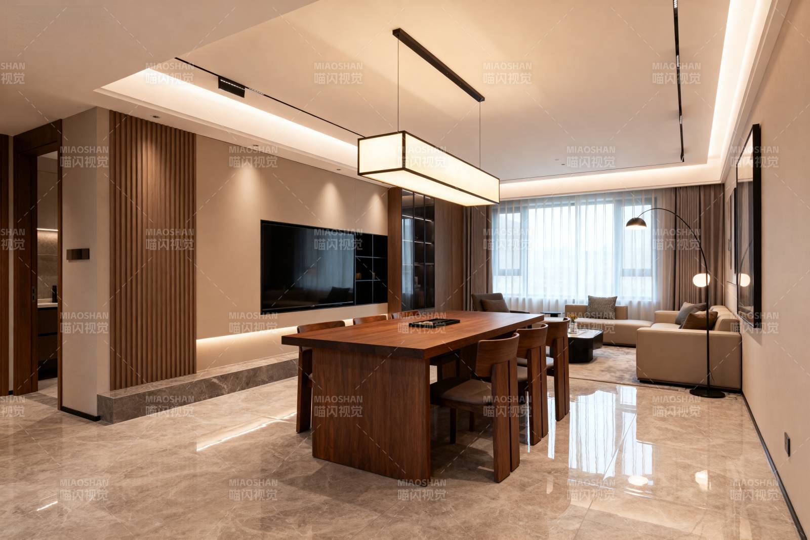 现代简约客厅餐厅图片