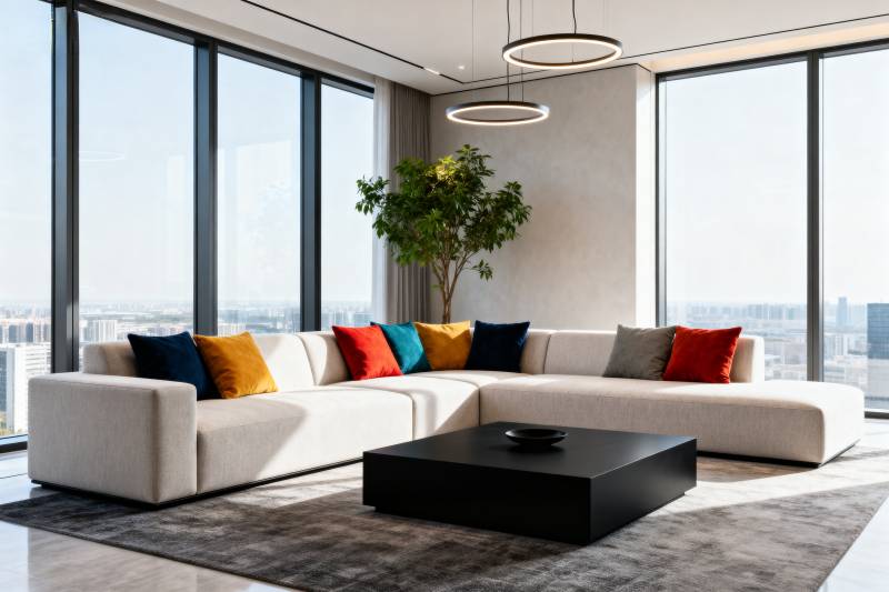 现代客厅全景窗图片