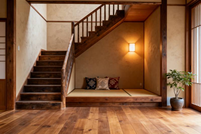 日式楼梯间静谧角落图片