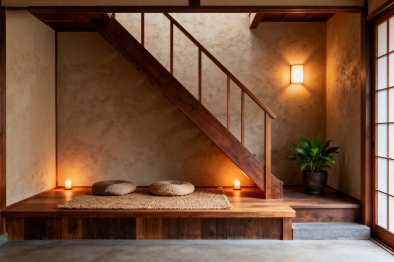 日式楼梯角落静谧图片