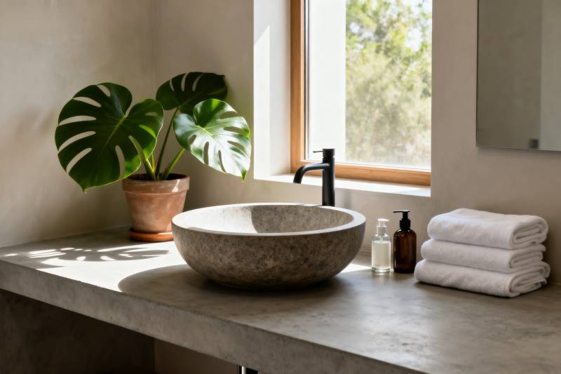 简约浴室绿植点缀图片