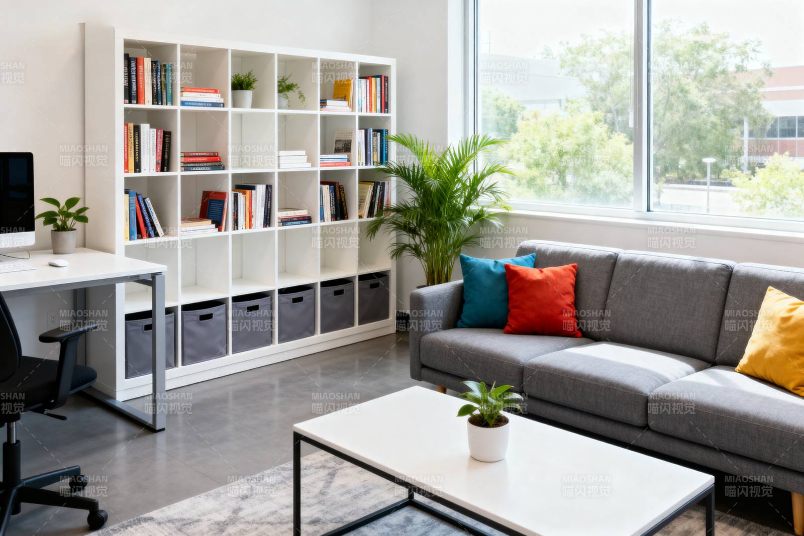 现代简约客厅书房图片