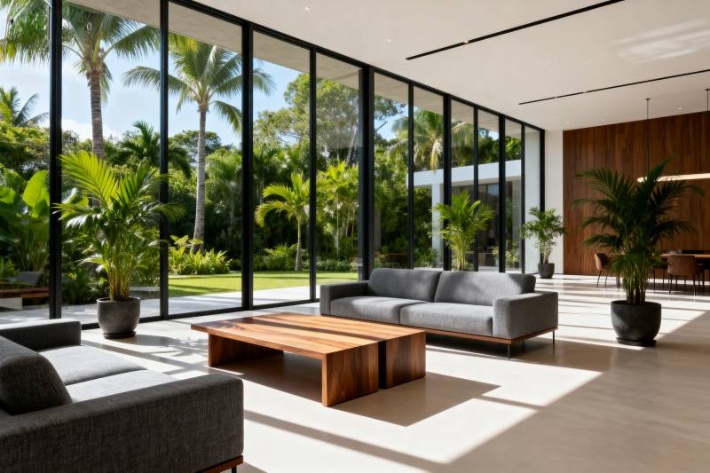 现代客厅 绿意盎然图片