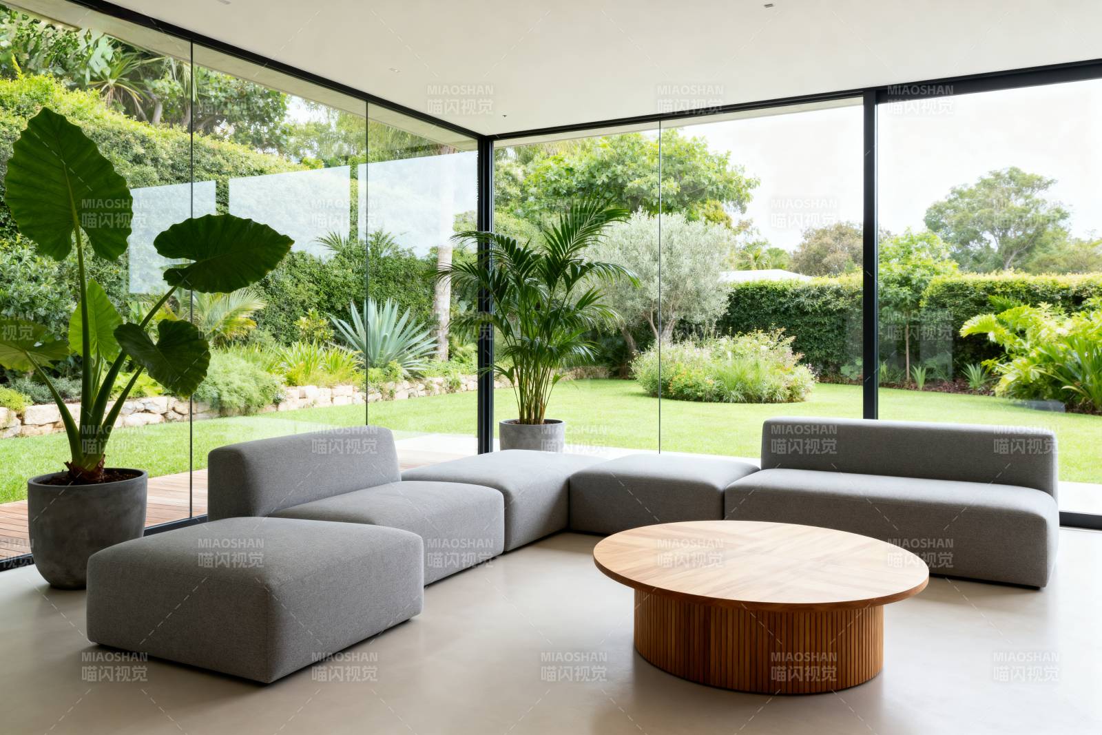 现代客厅绿意盎然图片