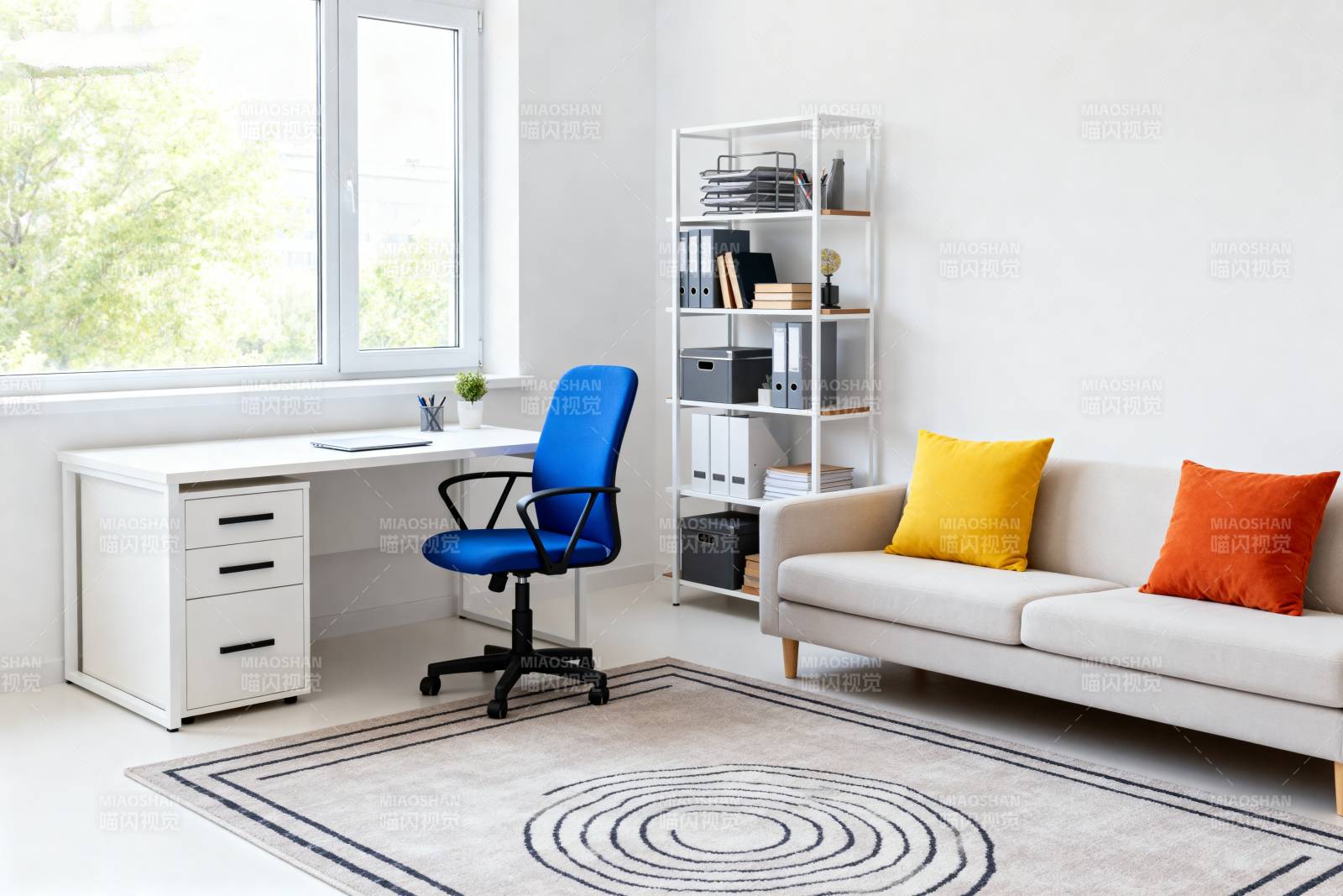 现代简约客厅办公区图片