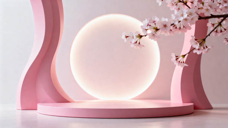 樱花映衬粉红舞台图片