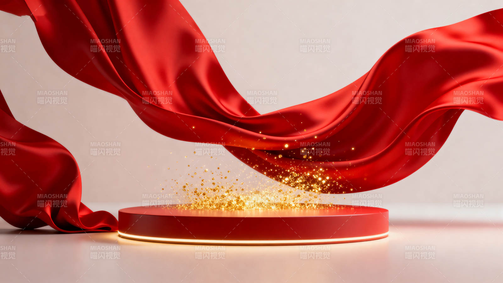 红绸金光舞台图片